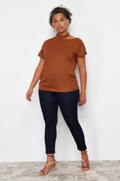 Curve Brown Camisole Knitted Plus Size Blouse