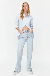 Light Blue High Waist Wide Leg Jeans