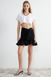 Black Frilly Mini Skirt