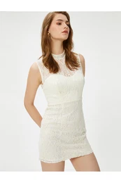 Bridal Lace Mini Dress Slim Fit
