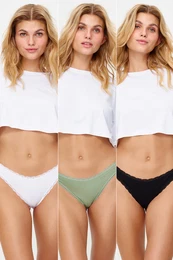 Black-White-Mint 3-Pack Cotton Lace Brazilian Knitted Panties