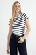 Trendyol Navy Blue Striped Viscose/Soft Fabric Stretchy Knitted Blouse