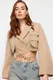 Trendyol Mink Crop Lined Double Breasted Closure Woven Blazer Jacket