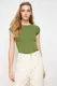 Trendyol Khaki Moon Sleeve Fitted Stretch Knitted Blouse