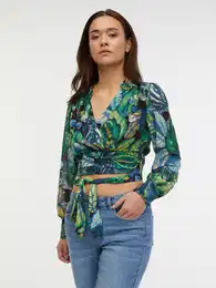 Green Ladies Patterned Blouse - Women