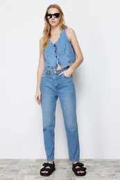 Blue More Sustainable High Waist Mom Jeans