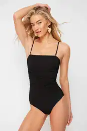 Black Strapless Compression Regular Swimsuit