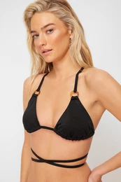 Black Triangle Accessorized Bikini Top