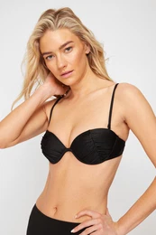 Black Balconette Draped Push Up Bikini Top