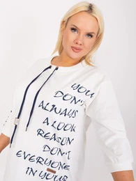Bavlnn halenka ecru plus size s npisy
