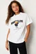Trendyol White 100% Cotton Printed Oversize/Wide Fit Crew Neck Knitted T-Shirt