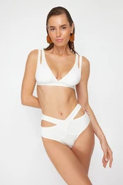 Ecru Cut Out/Windowed High Waist Regular Bikini Bottom