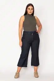 ans Women's Navy Blue Ankle-Length Denim Pants