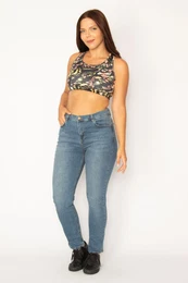 ans Women's Plus Size Blue Lycra 5 Pockets Jeans