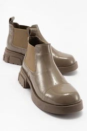 CAFUNE Dark Beige Patent Leather Women's Boots