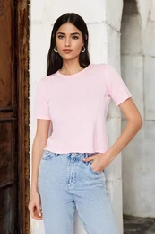 Pink Crew Neck Knitwear T-Shirt