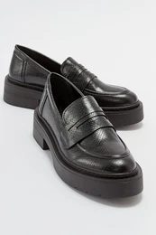 NONTE Women's Black Patterned Loafers