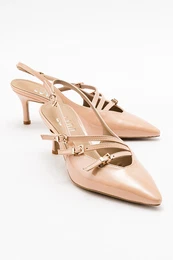 MAGRA Beige Patent Leather Women's Heeled Shoes