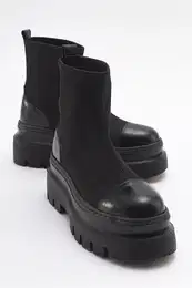 AVES Women's Black Scuba Thick Soled Boots