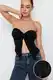 Trendyol Black Premium Buzzy Heart Neck Pleated Flexible Crop Knit Blouse
