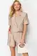 Trendyol Camel Short Sleeve Woven Linen Look Blazer Jacket