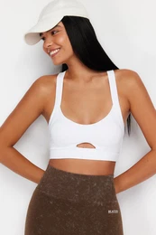 White Support/Shaping Back Detail Knitted Sports Bra