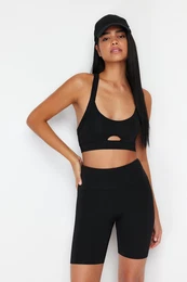 Black Support/Shaping Back Detail Knitted Sports Bra