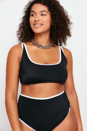 Curve Black Contrast Piping Detail Bralette Plus Size Bikini Top