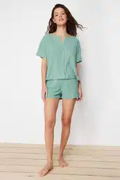 Mint Corded Knitted Pajama Set