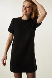 Happiness stanbul Black Soft Textured Mini Knitwear Dress