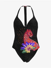 Black women's patterned one-piece swimsuit Panter