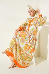 2423 Authentic Patterned Dress - Y.Orange