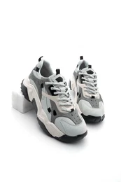 Women's High Sole Sneaker Lace-Up Sports Shoes Edisa - Running Shoes Gray