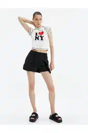 Cargo Mini Short Skirt Wide Pocket Detailed Elastic Waist