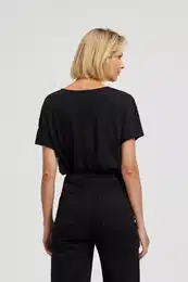 Blouse with black inscription - black
