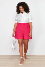 Curve Pink Pleated Woven Shorts
