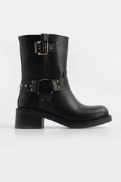 Women's Belt Detailed Casual Boots Kurel Black