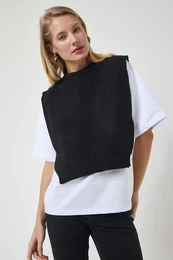 Happiness stanbul Women's Black Sweater Knitted T-Shirt