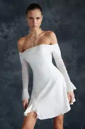 Bridal White A-Line Lined Woven Short Wedding/Wedding Elegant Evening Dress