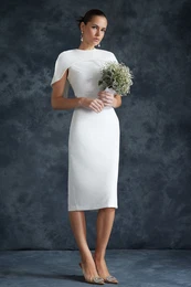 Bridal White Sleeve Detailed Woven Wedding/Wedding Elegant Evening Dress