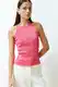 Trendyol Fuchsia Textured Plain Slim Halter Neck Strap Knitted Blouse