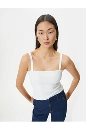 Strappy Undershirt Textured Square Neck