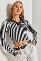 Women's Striped Camisole Ribbed Crop Blouse