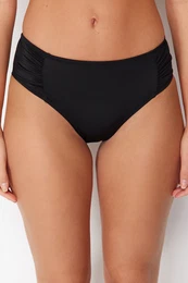 Black Draped High Waist Hipster Bikini Bottom