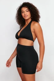 Curve Black High Waist Knitted Bikini Bottom