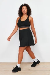 Curve Black 2 Layer Knitted Sports Shorts Skirt