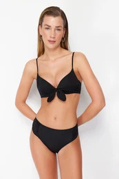 Black Balconette Tie Up Push Up Bikini Top