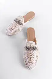 Women's Knitted Knitwear Stone Closed Toe Slippers