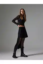 Asymmetric Skirt Pleated Short Front Long Back