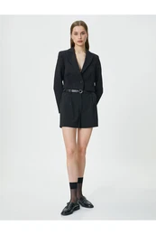 Mini Shorts High Waist Belt Detailed Buttoned Pocket